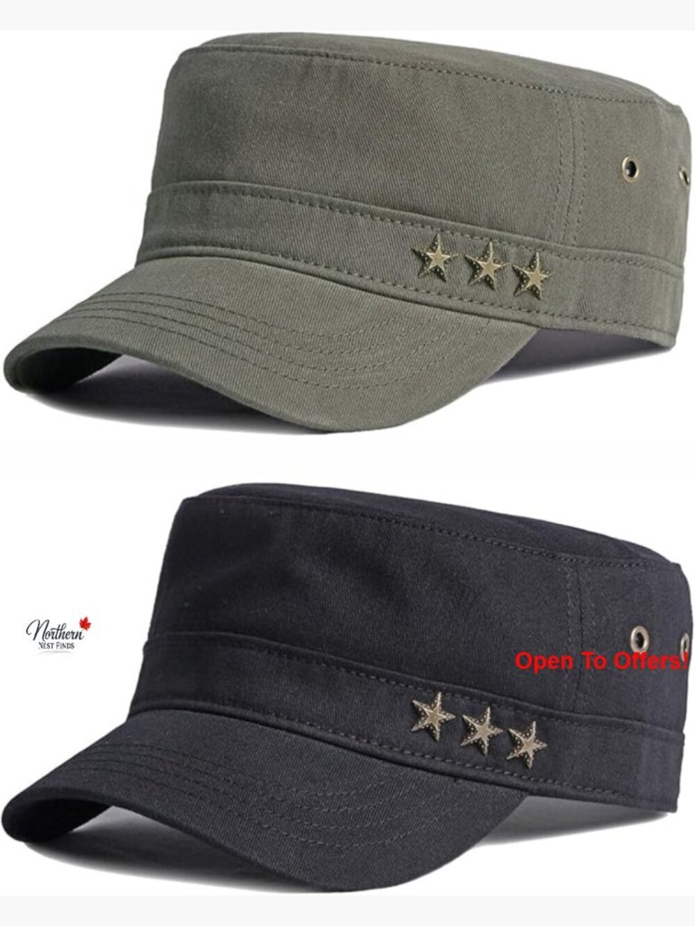 Cotton Military Cadet Cap Adjustable Biker Style